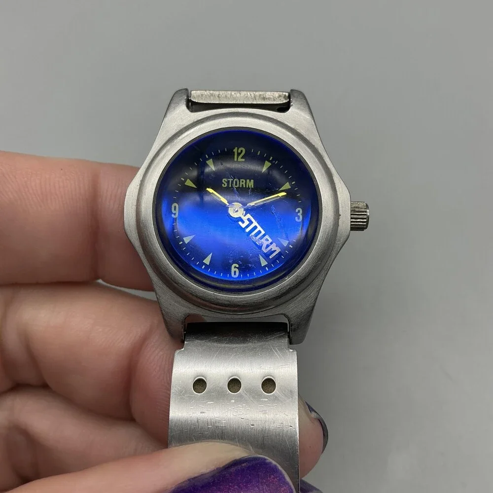 Storm Lazer Bubble Lady Womens Watch 30mm Blue Dial Stainless New Battery 6.25